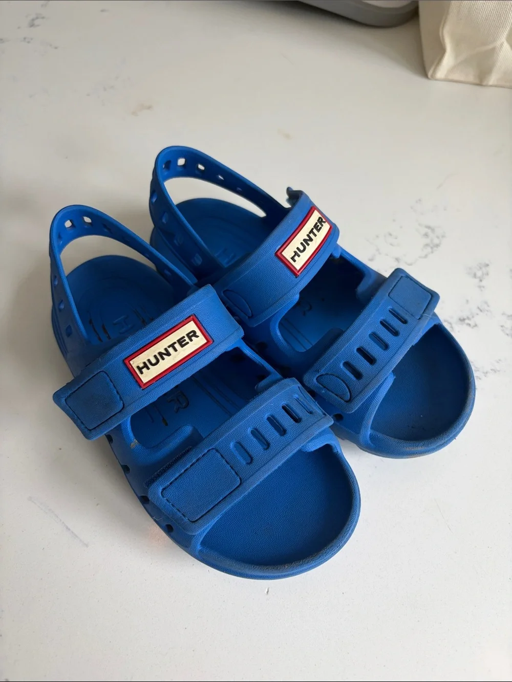 Hunter Bright Blue Kids Adjustable Strap Sandals